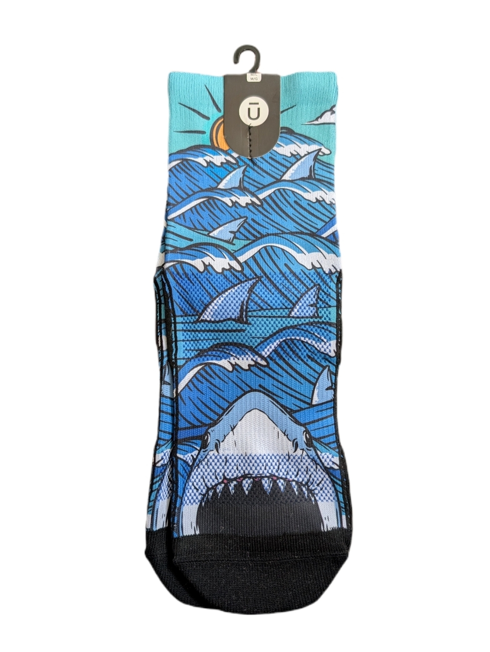 Outway Quarter Length Socks M/L Jaws Moisture Wicking Shark Socks